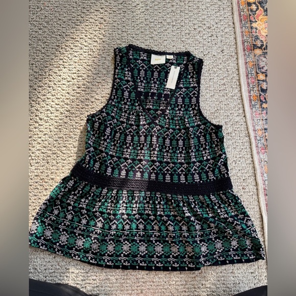 NWT Maeve Anthropologie Cammie Embroidered Peplum Tunic Top Size Medium - Picture 2 of 5